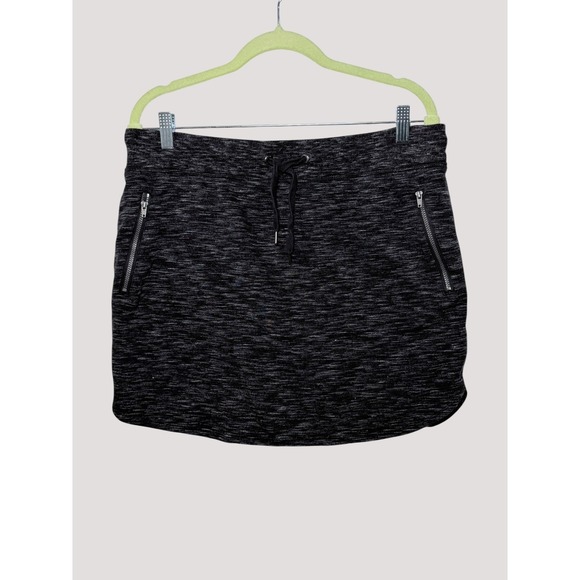 GreenTea Pants - Green Tea Skort Women's Large Charcoal Space Dye Zipper Pockets Active Wear